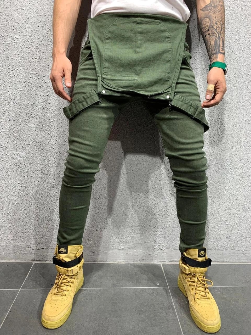 Stil herre ripped jeans jumpsuits hi street distressed denim hagesmæk overalls til mænd selebukser