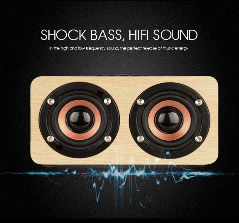 KAPCICE Houten Draadloze Bluetooth Speaker Draagbare HiFi Shock Bass Altavoz TF caixa de som Soundbar voor iPhone Sumsung Xiaomi