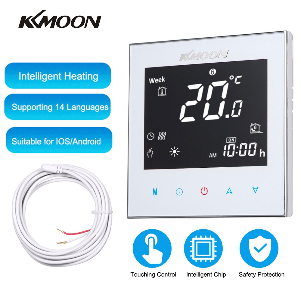 Termostatos digitales KKmoon, termostato de calefacción para suelo, sistema de calefacción eléctrica, Sensor de aire de suelo, control de temperatura WiFi