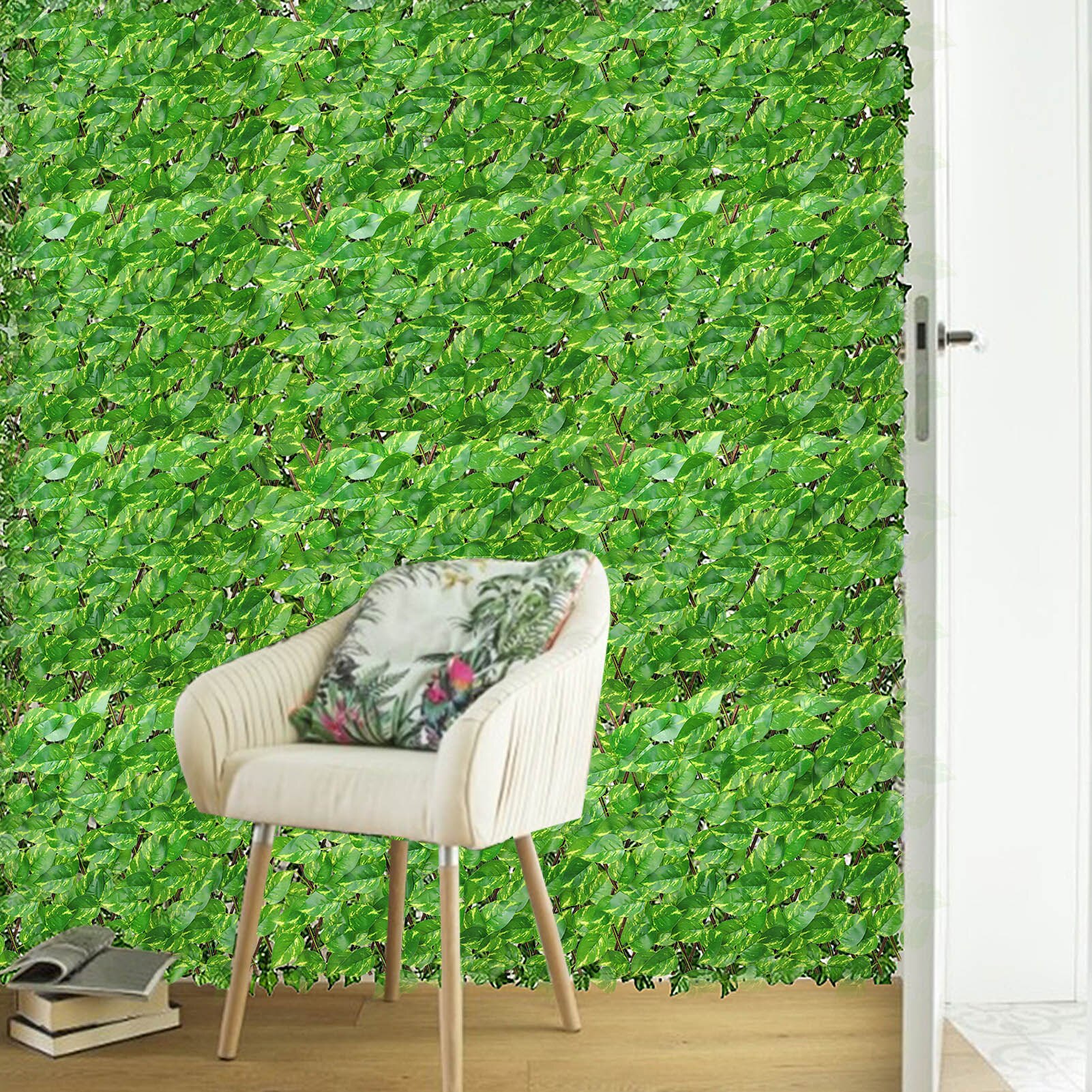 Retractable Artificial Garden Trellis Fence Expandable Faux Ivy Privacy Fence Wood Vines Climbing Frame Gardening Plant Decor