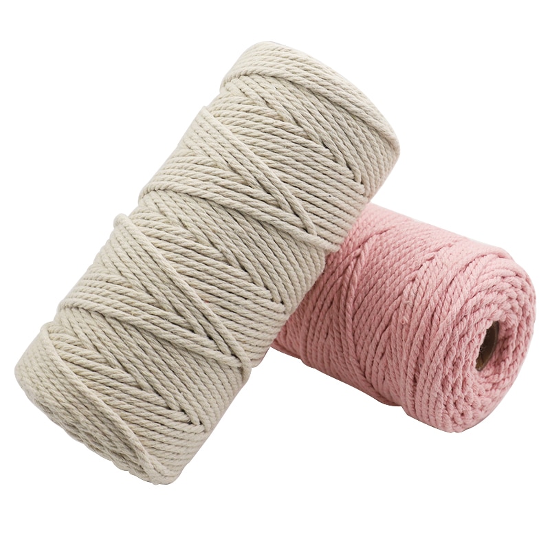 Cordón de Navidad para macramé, 3mm, 100m, cordón de macramé de color de 3 capas, cuerda de algodón suave trenzada de Triple hebra, 100% algodón, Macram DIY