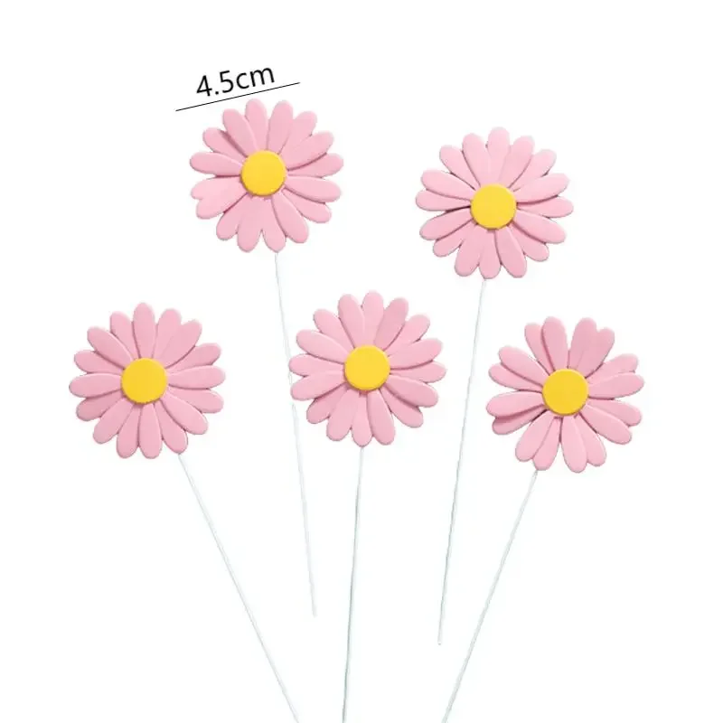 1/5 stk. kagetopper marguerit blomst sløjfe kageplugin cupcake dessertdekoration bagetilbehør fødselsdag babyshower festdekoration: Beige