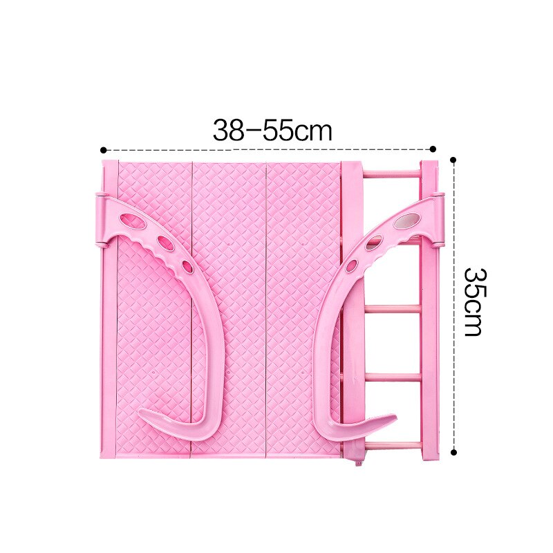 Multifunction Home Balcony Hanging Hanger Shelf Adjustable Foldable Clothes Shoes Drying Rack Holder Storage Organizer Shoe Rack: Pink-S