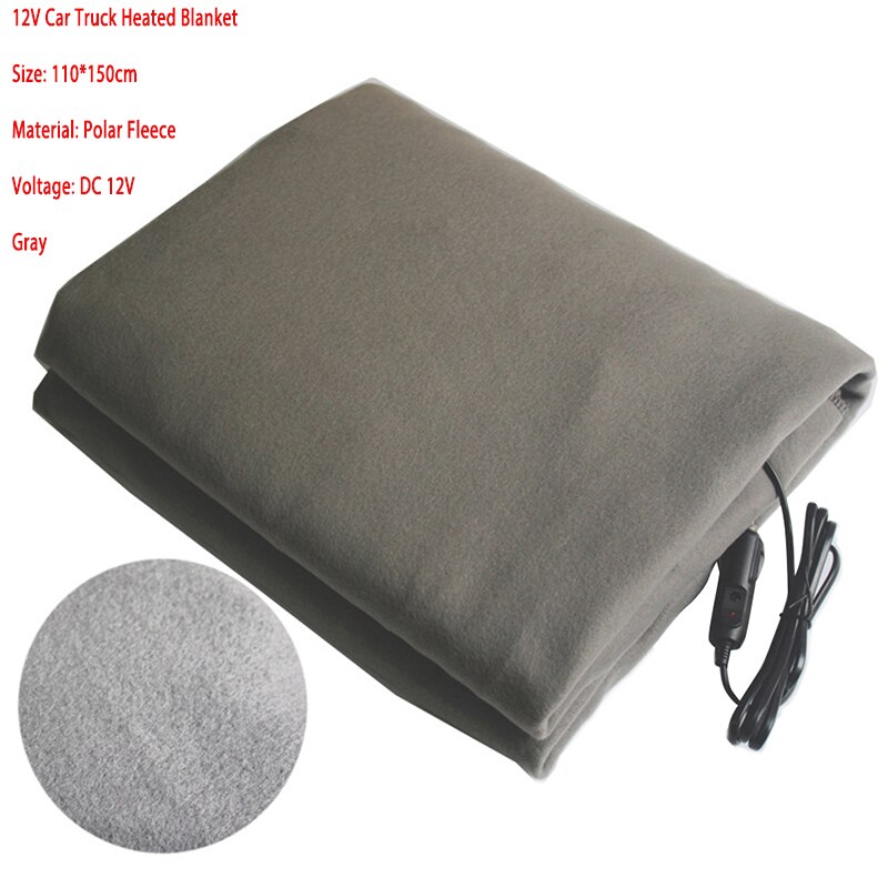 12V Car Winter Navy Blue Polar Fleece Constant Temperature Heating Blanket Car Electric Blanket Cover Pad Mat 3 Model: Gray