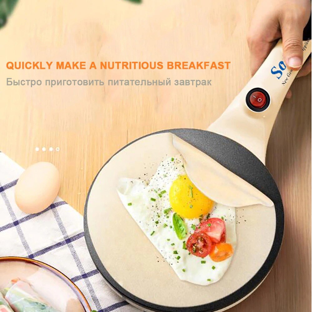 Máquina de tortitas para Pizza, plancha antiadherente eléctrica para hornear Pan y pasteles