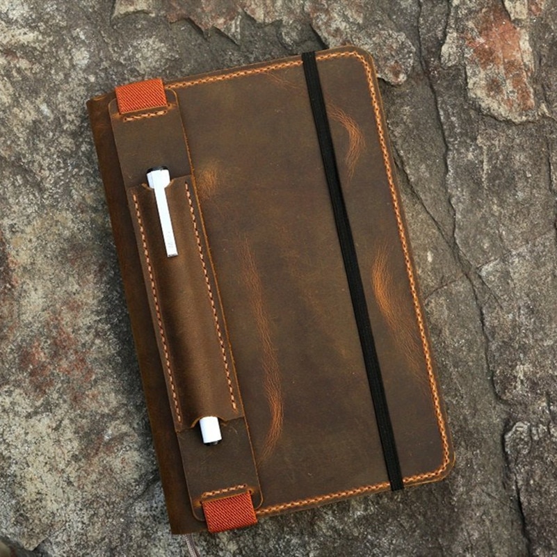Læder notebook betræk til moleskine klassisk notesbog stor størrelse / retro læder taske til moleskine stor cahier volant journal