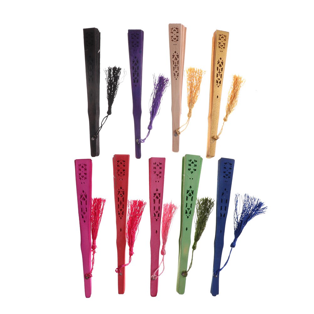 Abanico Chino Vintage de madera tallado, abanico de mano plegable, decoración del hogar, de bolsillo, recuerdos de boda y nupcial, multicolor, 1 ud.