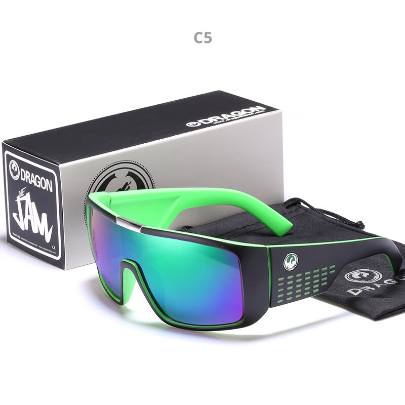 Windproof Mirrored lens Men Dragon DOMO Driving Fishing Sun glasses Square Glasses For Men UV400 Summer Shades Eyewear: C5 / Only sunglasses