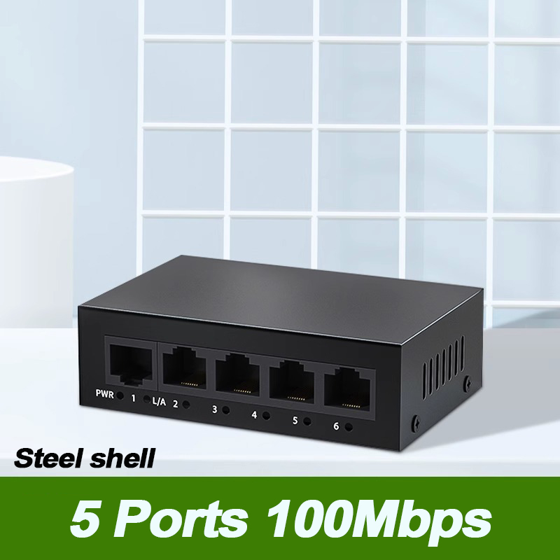 EU PLUG 5/8 Port 10/100Mbps Network Switches Mini Ethernet Fast Network Switch Splitter For Home Office: Blue