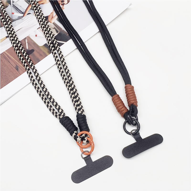 120cm Double Rope Mobile Phone Lanyard Crossbody Phone Straps Neck Clip Cord Rope Twisted Backable Outdoor Anti-loss Phone Chain