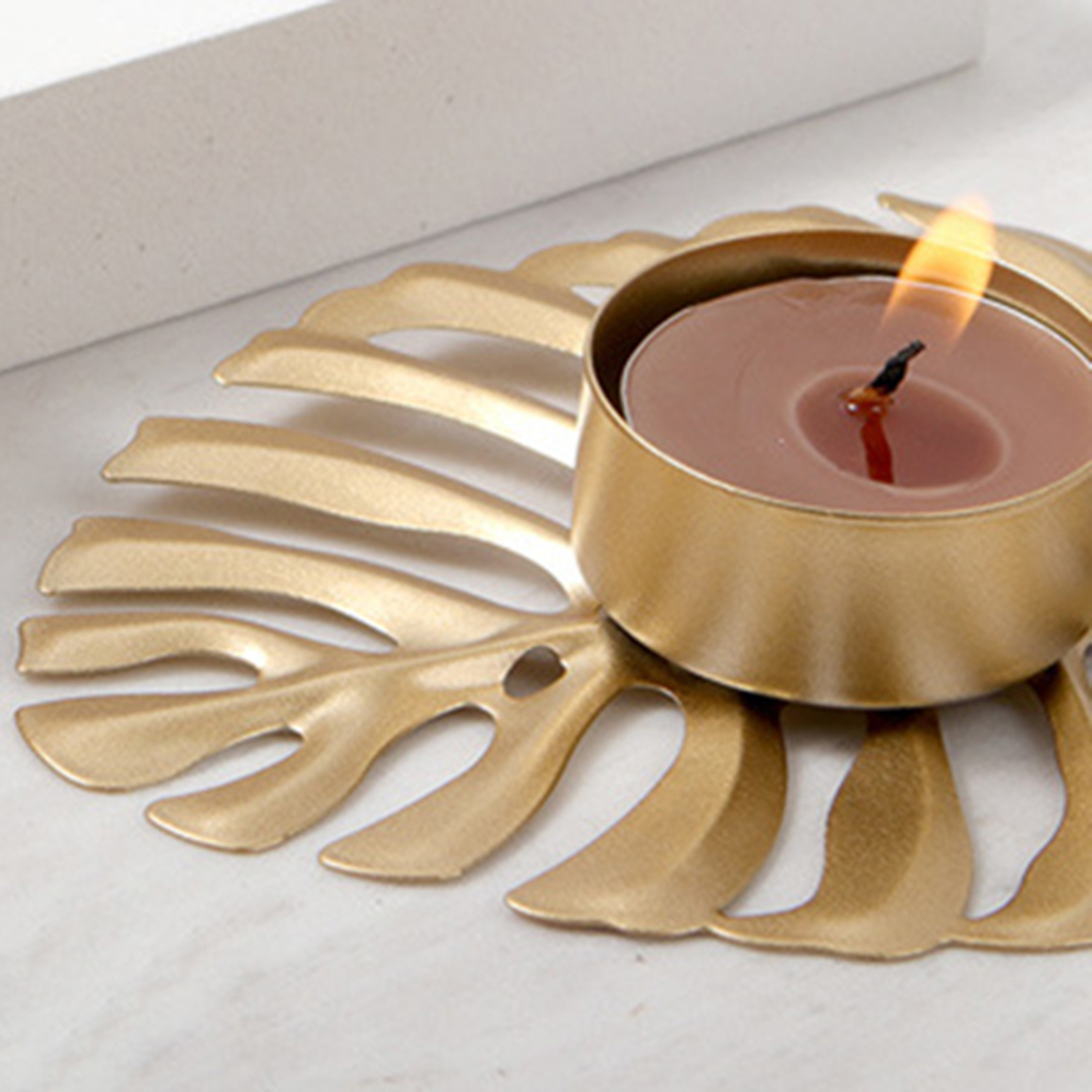 Porte-bougie en fer, artisanat, support de bougies de bureau plaqué or pour mariage