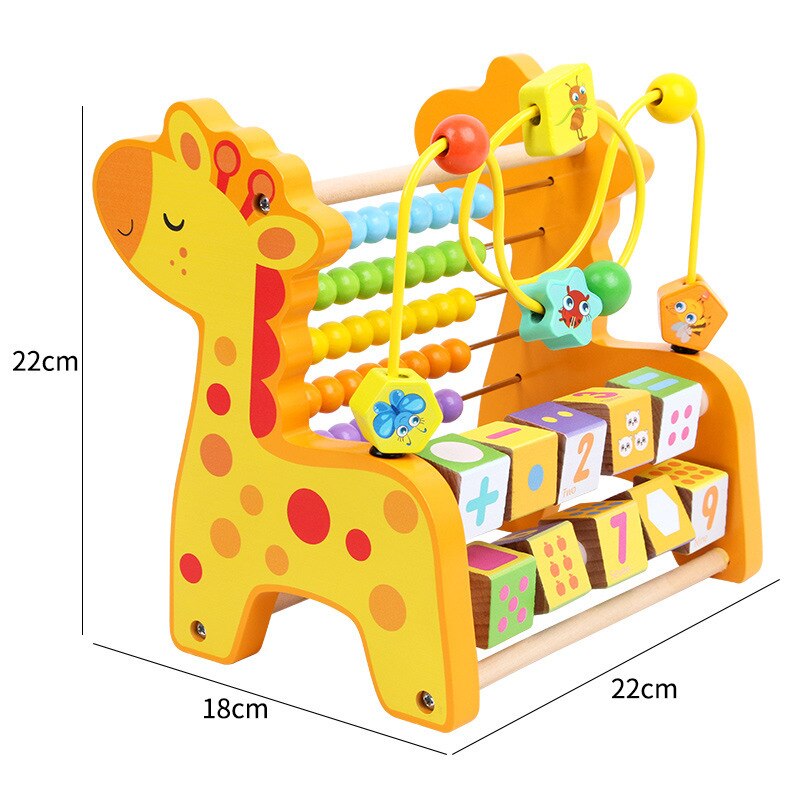 Houten Kinderen Multifunctionele Giraffe Muziek Kloppen Op Piano Berekening Frame Rond Kralen Tellen Onderwijs Cognitieve Speelgoed