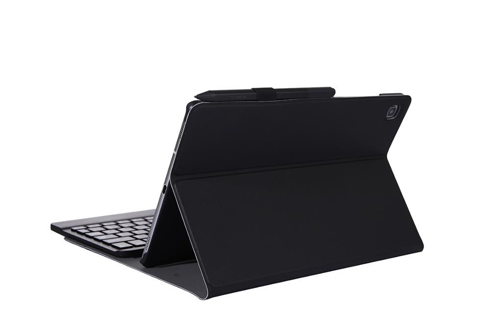 Etui na klawiaturę Bluetooth do Samsung Galaxy Tab S6 lite 10.4 &quot;P610 P615 cala klawiatura Funda Cover lekki, wąski stojak: Black with black