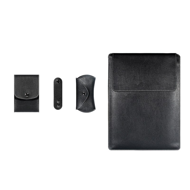 Laptop Tas 13 Inch Pu Waterdichte Draagbare Universele Voeringzak Vier Stuk Pak Voor Air/Pro/Retina Pro: Black