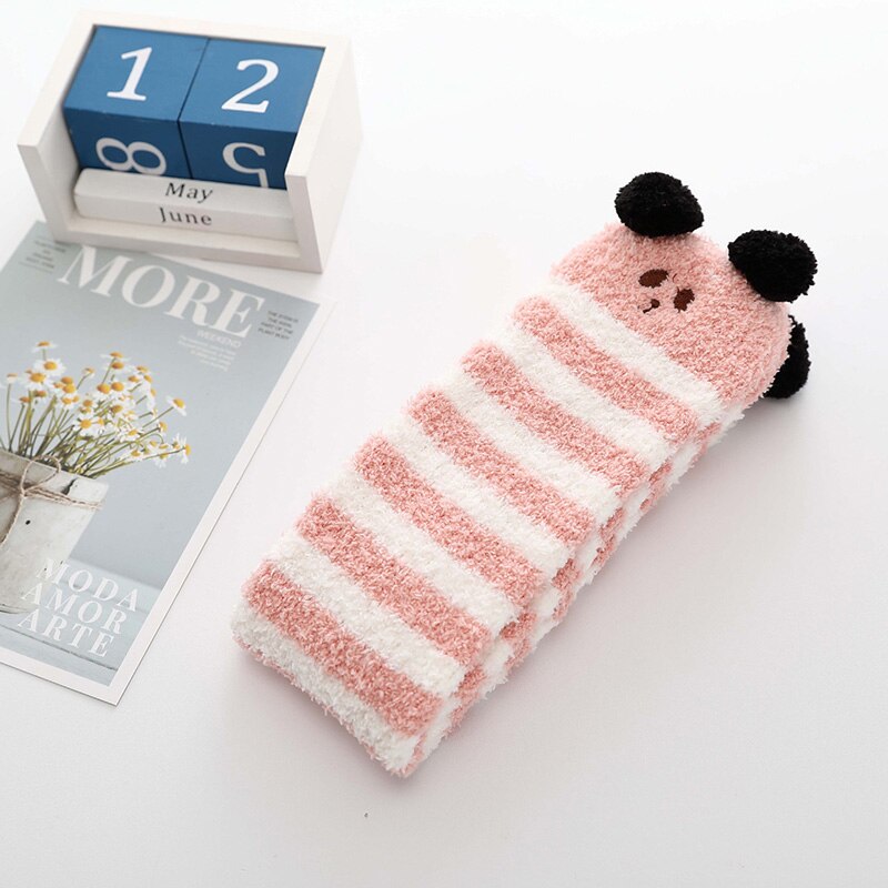 Sokk-chaussettes pour bébés | En molleton de corail, chaussettes à rayures de points, chaussettes pour enfants, chaussettes d'hiver et chaudes, pour bébés garçons et nourrissons, chaussettes tubulaires longues: style 1