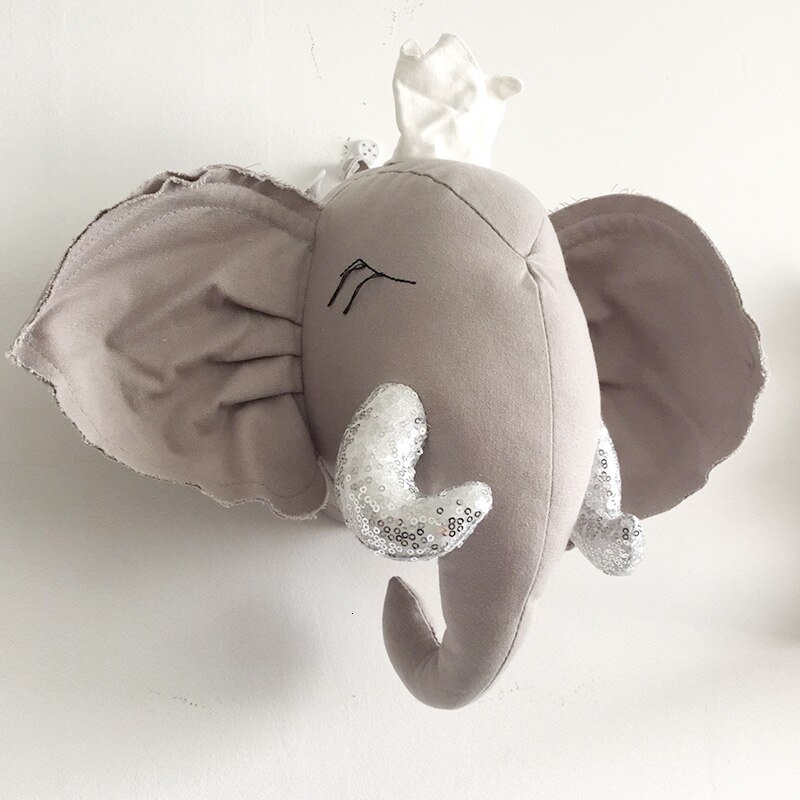 Enfants chambre décor en peluche ours animaux têtes éléphant cerf ours tête tenture murale décor pour enfants chambre pépinière décoration: Elephant B cotton