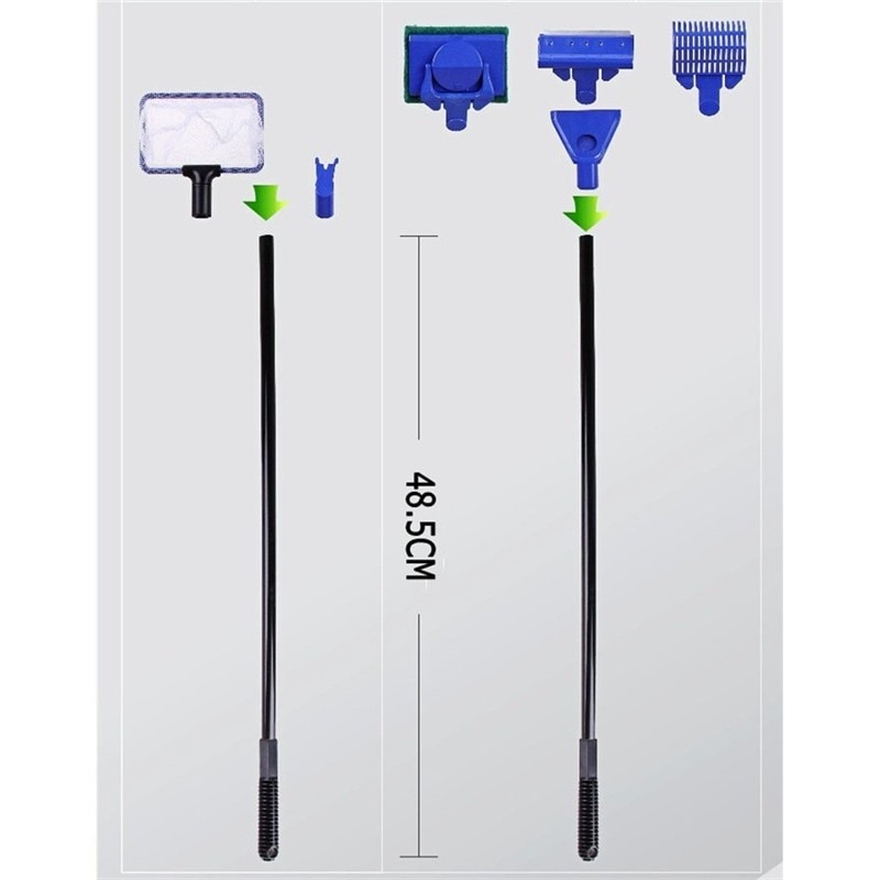 Aquarium 5 in 1 Tank Clean Set Aquarium Cleaner Fish Net Scraper Sponge Cleaning Tool Kit Algae Fish Tank