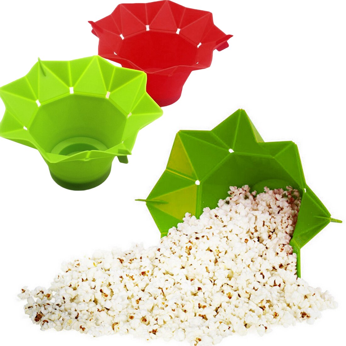 Popcorn Hersteller DIY Silikon Mikrowelle Popcorn Hersteller Falten Eimer verrotten Grün Lebensmittel Container