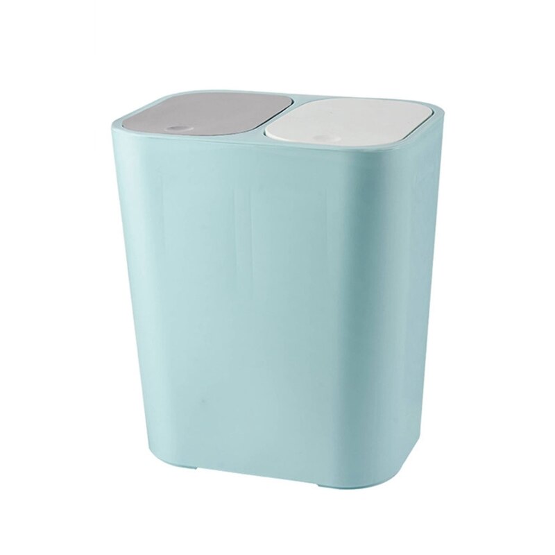 Household Dry and Wet Sorting Trash Can Home Bucket Garbage Bin Hotel Living Room Office Wastebasket Cans Recycling Bin: Blue