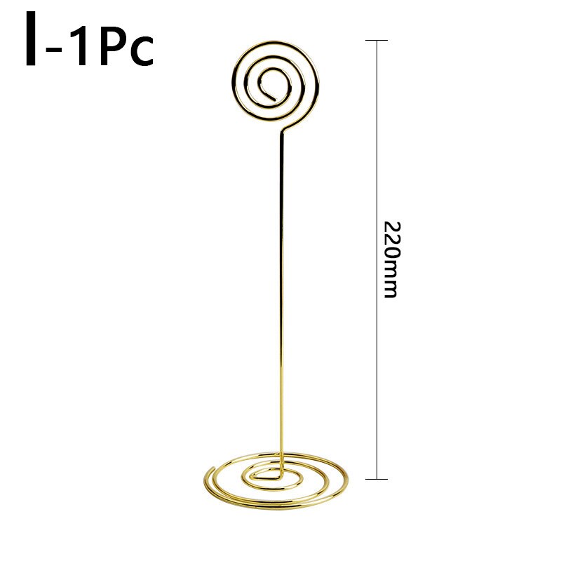 Multi Style Desktop Photo Clips Office Crative Business Card Metal Clips Wedding Party Table Number Cards Holder Decorations: I-220mm / Gold Color