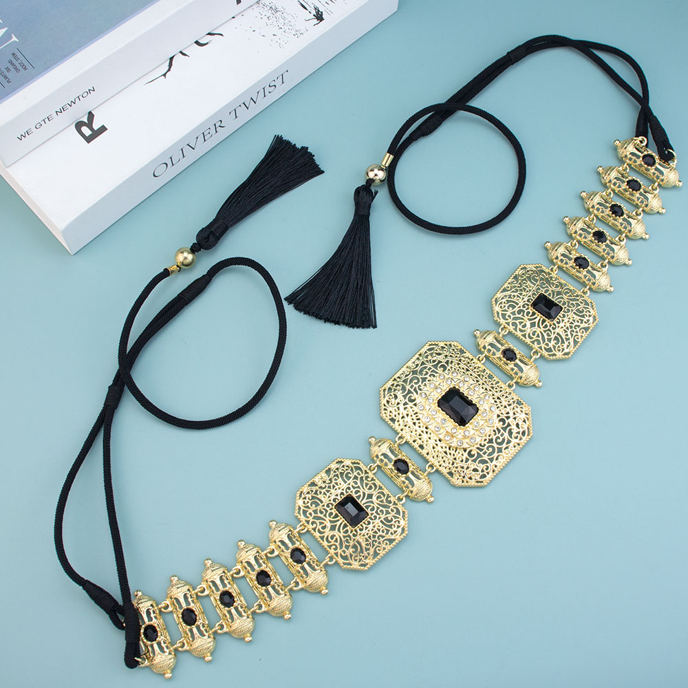 Neovisson Style arabe main corde taille chaîne marocain Caftan ceinture longueur réglable femmes robe ceinture dames préférée: Plaqué de cuivre antique