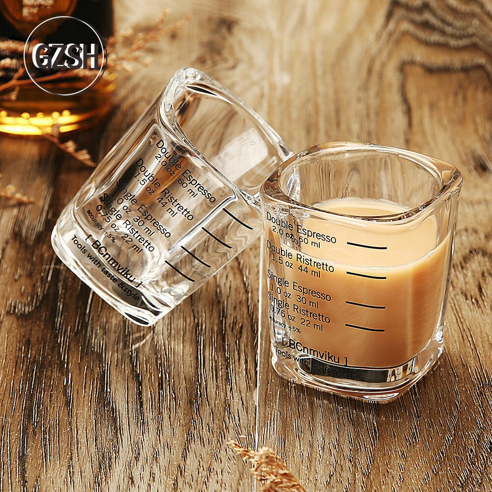 Coffee Accessories 60ml Square Thickened Glass Ounce Cup Graduated Measuring Cup Concentrated Cup Espresso Coffee Cup