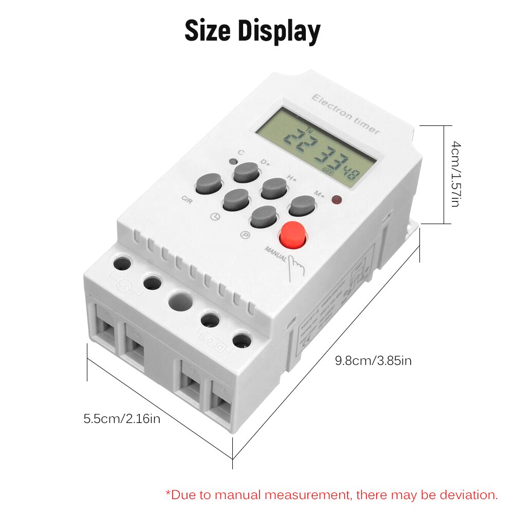 AC 220V 25A Digital Programmable Timer Din Rail Electronic Timer Time Switch Controller with LCD Display Clock Easy-to-use