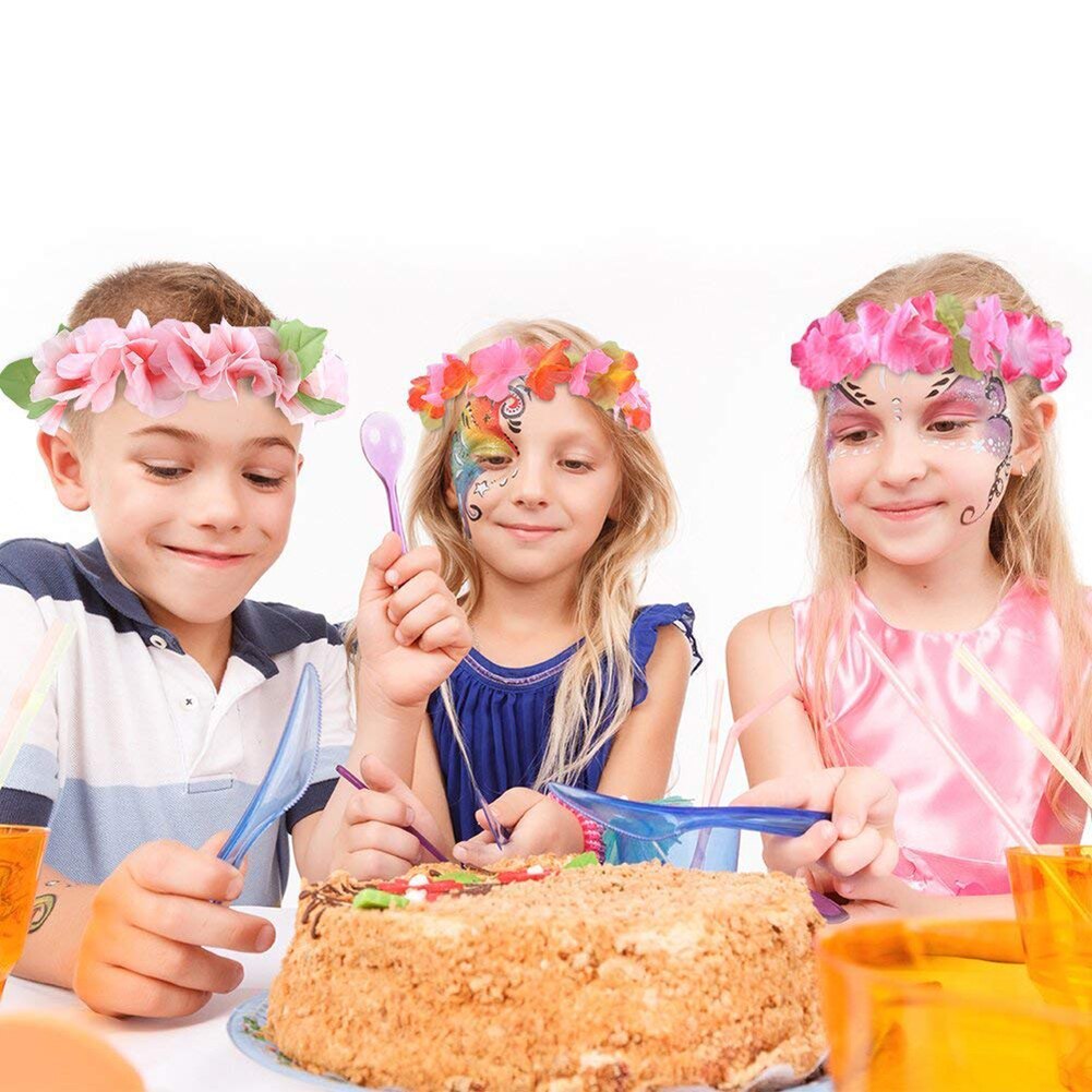 6 sztuk sztuczne kwiaty hawajskie lei naszyjnik wianek i z pałąkiem na głowę zestaw bransoletek lato impreza na plaży dekoracji urodziny ślub