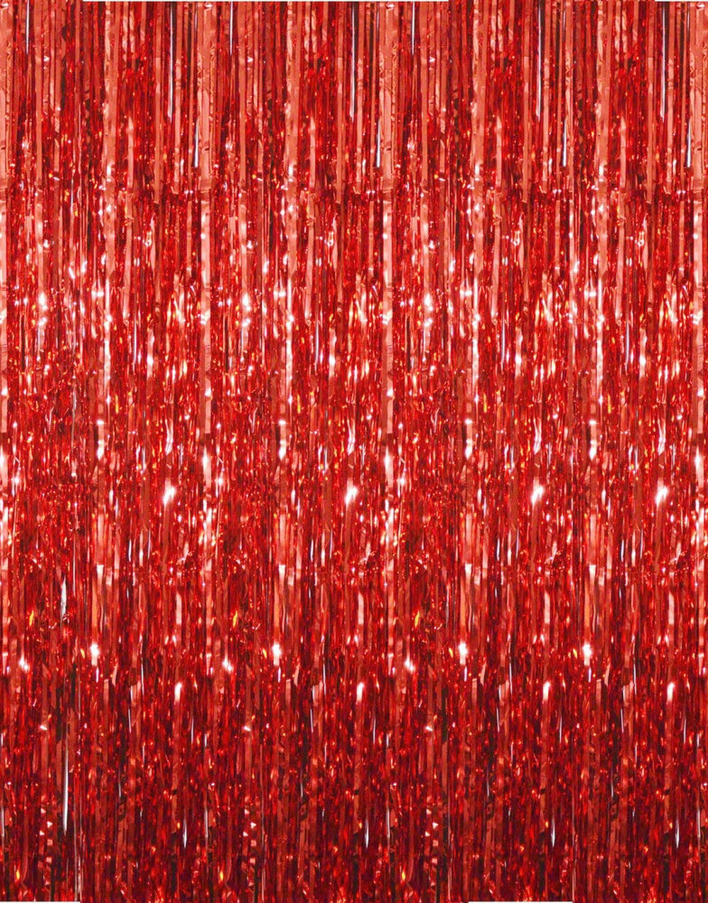 Cortina con flecos de papel de aluminio para fiestas de cumpleaños, accesorios para fotomatón, decoración de de revelación de género de boda, oropel metálico negro y rojo