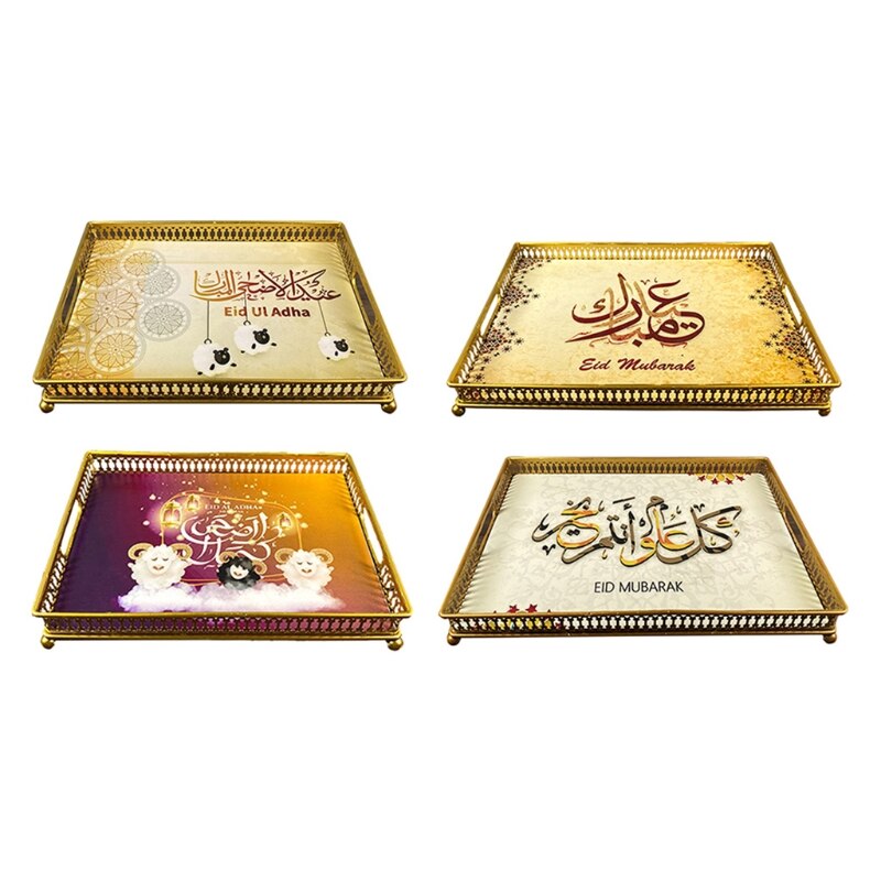 Rechthoek Moslim Mubarak Eid Ijzer Dessert Diner Plaat Lade Bakken Gebak Opslag Brood Brood Pan Ramadan Feestartikelen