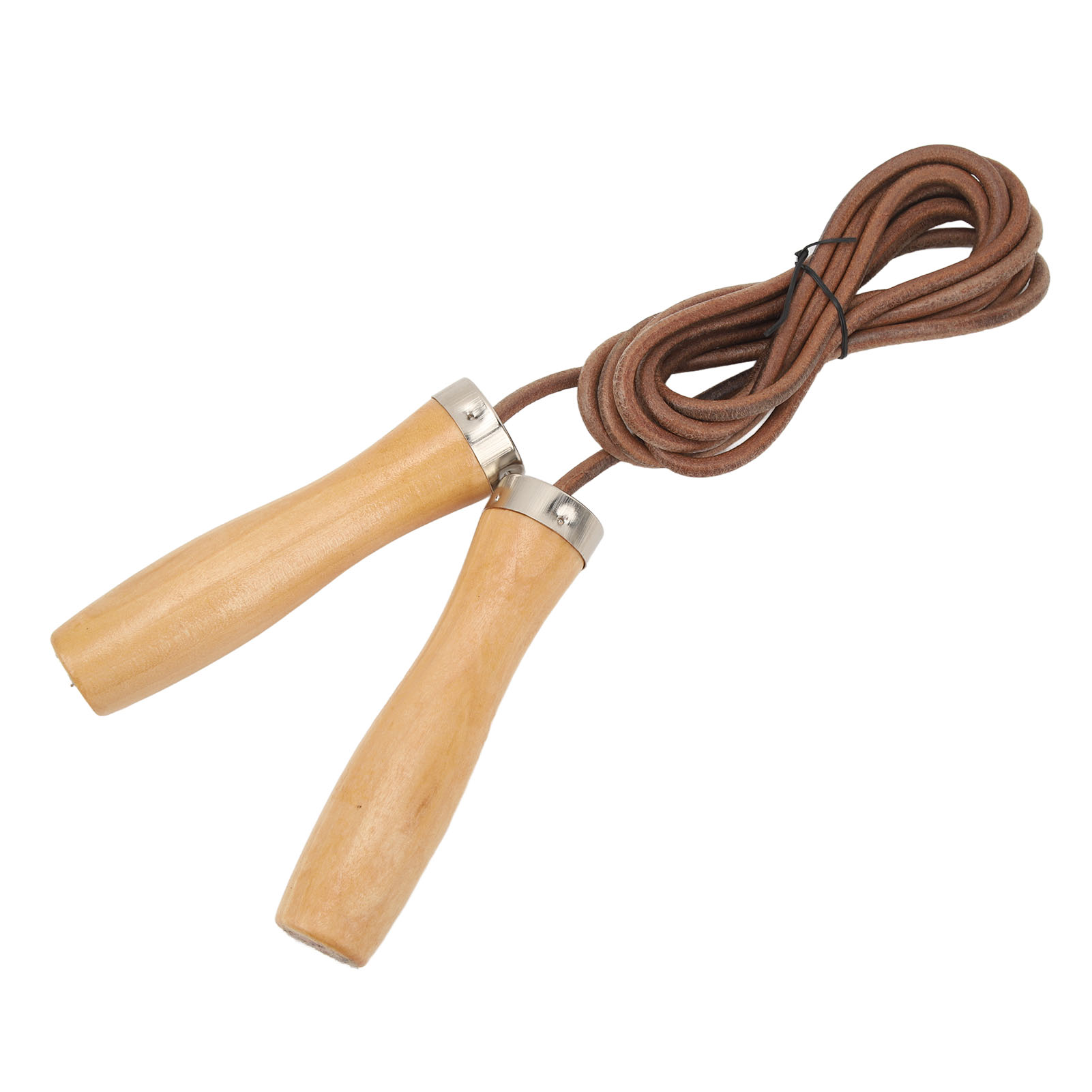 Jump Rope Cowhide Wooden Handle Portable Highly Effective Skipping Rope For Fitness Exercise