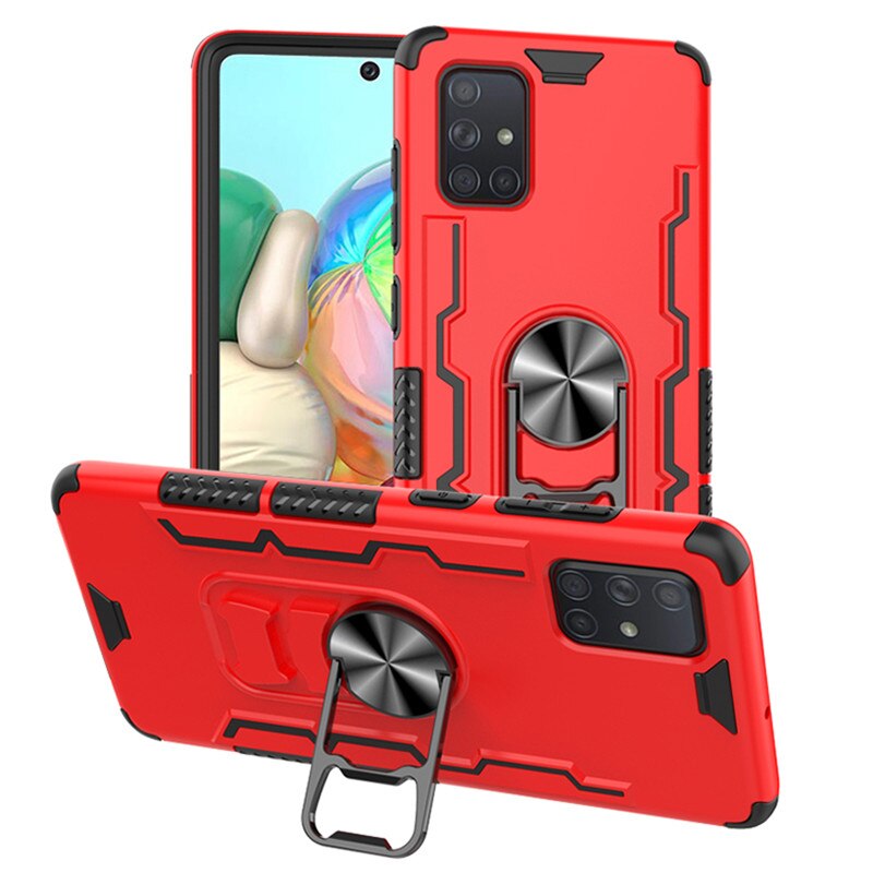 For Samsung Galaxy A51 A71 Case Car Magnetic Ring Shockproof Armor Case for Galaxy A51 A71 Stand Holder Phone Cases: For A51 / Red