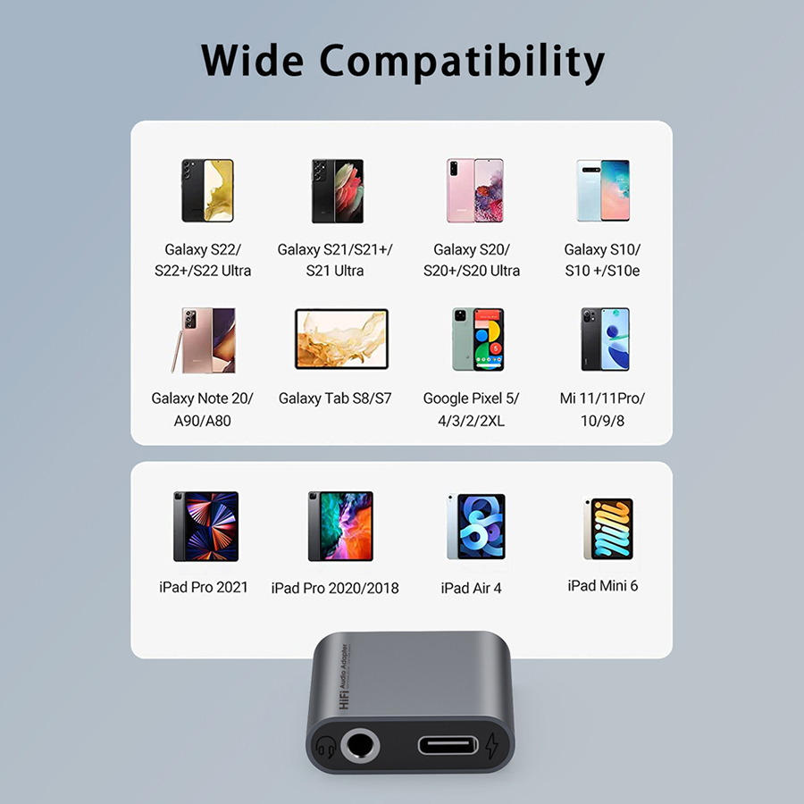 Adapter słuchawkowy 2 w 1 USB typu C z gniazdem 3,5 mm Dac USB C Audio Adaptator do Samsung S24 Plus S25 Ultra Iphone 16 Pro Max Ipad