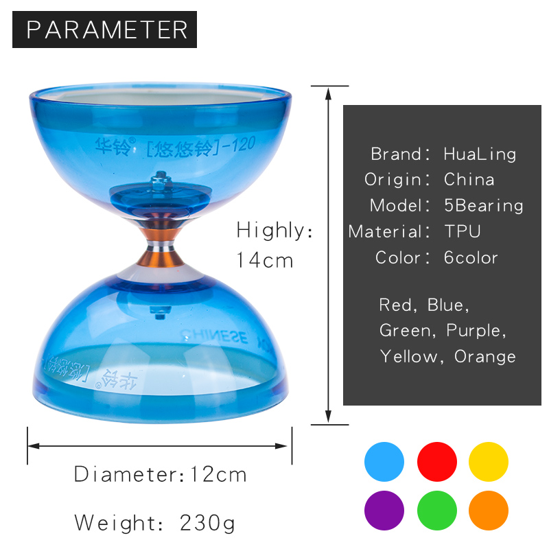 Chineseyoyo lager diabolo jonglering leksaker diabolo set packning 6 färger att välja med string bag