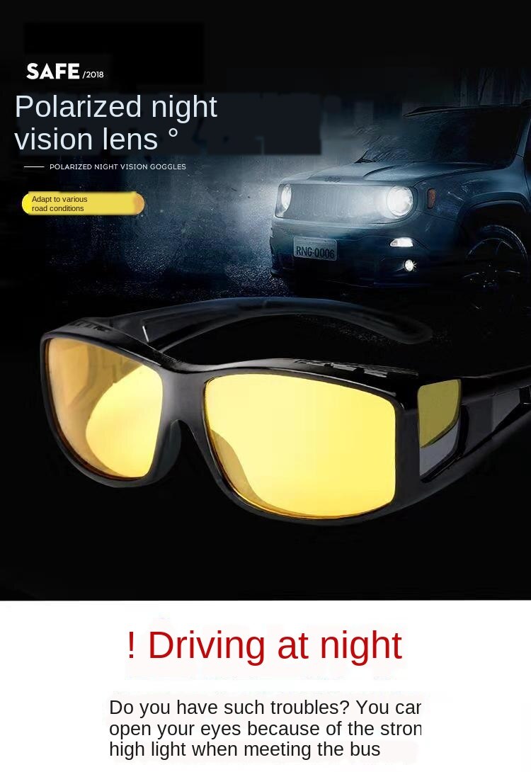 Nattesyn briller til kørsel sort teknologi polariseret lys natblinkende fjernlys autotilbehør