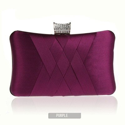 Femmes pochettes Satin mariée sac sac à main concepteur doux sacs de soirée fête sac à main de mariage pochette portefeuille sac à bandoulière 7395: Purple