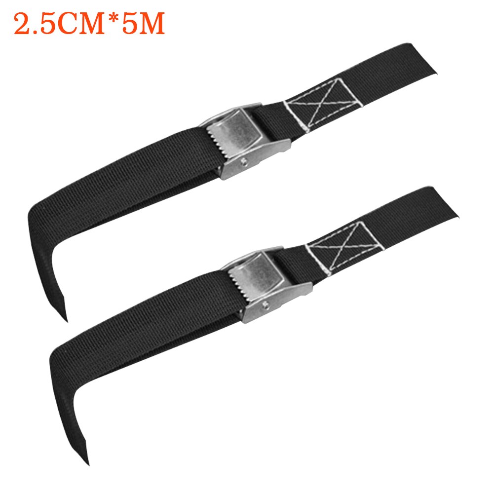 Corde de Tension multifonctionnelle avec boucle, sangle d'arrimage à cliquet robuste, en alliage de Zinc, pour vélo, camion, bagages, voiture, Cargo, 2 pièces: Black 5m
