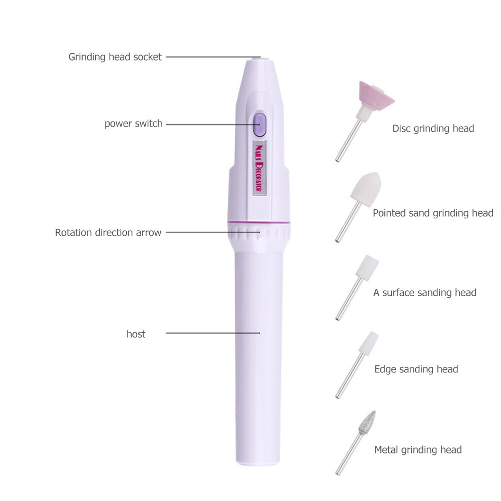 Nagellack Schleifer Tragbare Elektrische Pedikübetreffend Manikübetreffend Gerät Mini nagel Stift Prüfung Nagel Polierer Liefert 5 Nagel Polierer