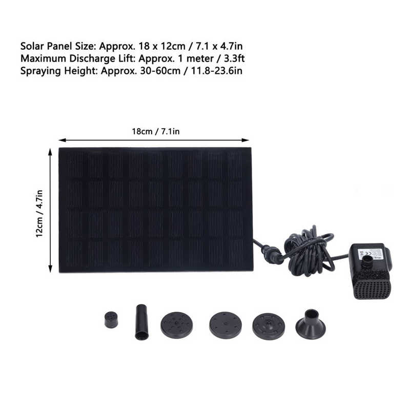 Solar Powered Fountain Floating Water Pump 180L/H for Gardens for Aquariums