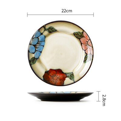 Household Dinnerware Porcelain Plate Bowl Combination Ceramic Tableware Set Western Steak Salad Noodles Plate DishSet Dinnerware: 8.6 inch plate