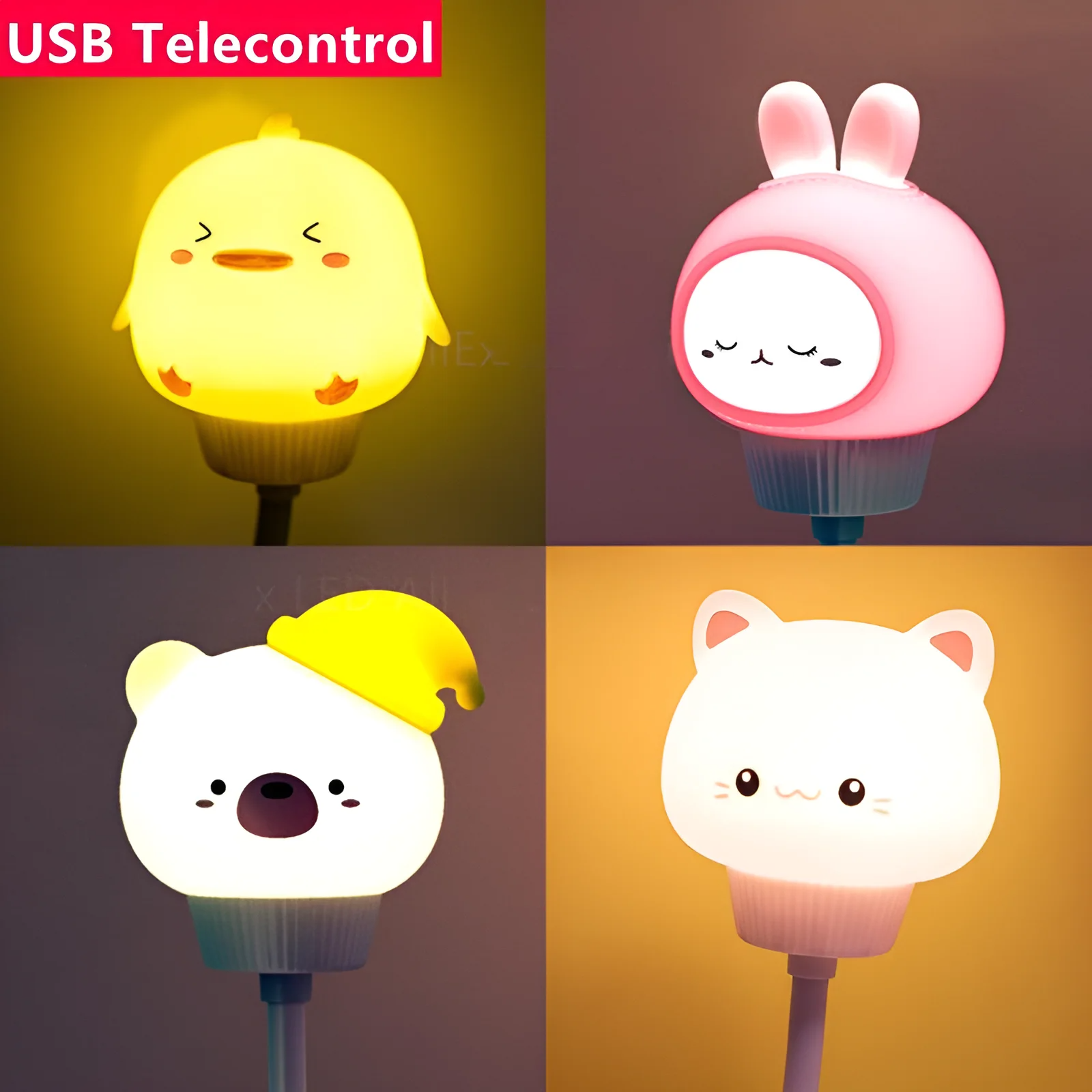 Mini usb led natlampe med fjernbetjening, dæmpbar sengelampe, bærbar lampe til børn, soveværelse, børneværelse