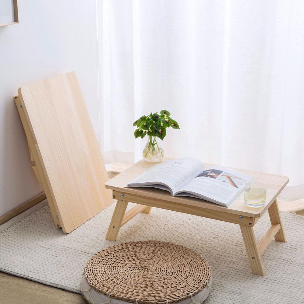 Pine Wood Folding Laptop Desk Portable Lap Table For Study And Reading Home Lazy Bed Desk Home Furniture