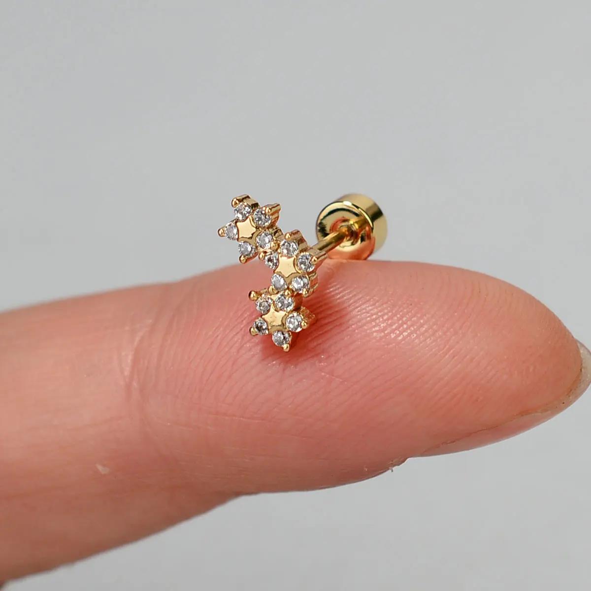 12 Paia Orecchini Piercing Flat Back Acciaio Chirurgico - Forme Varie Helix - 4
