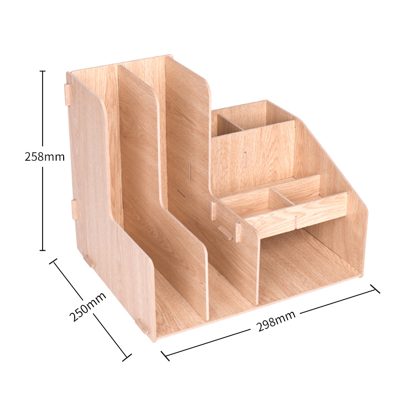 DIY Desktop Wooden Document Tray Storage Box Multifunction Pen Pencil File Holder Office Desk Organizer School Supplies 79250: 79251