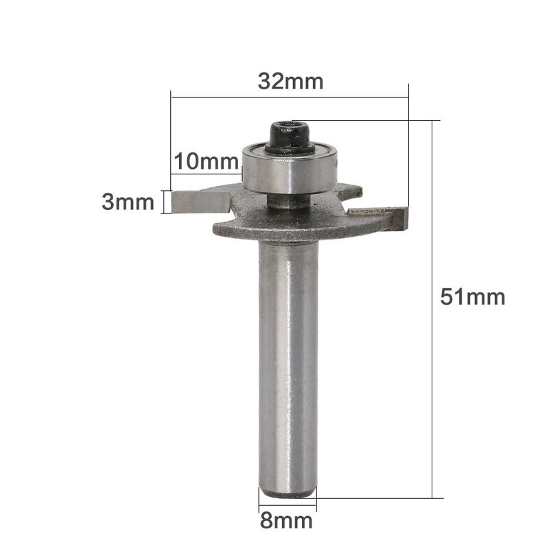 1 Pcs 8mm Schacht T-Track T-Slot Hout Frezen Houtbewerking Frees Tool Straight Edge blade Router Bit Voor Hout 8*3: Default Title