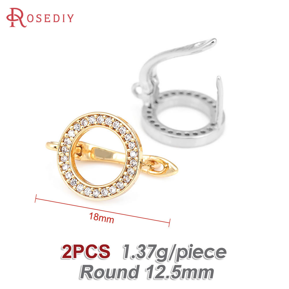 Pasador de latón y circón de Color dorado de 18K para mujer, suministros de fabricación de joyas Diy, accesorios para pendientes