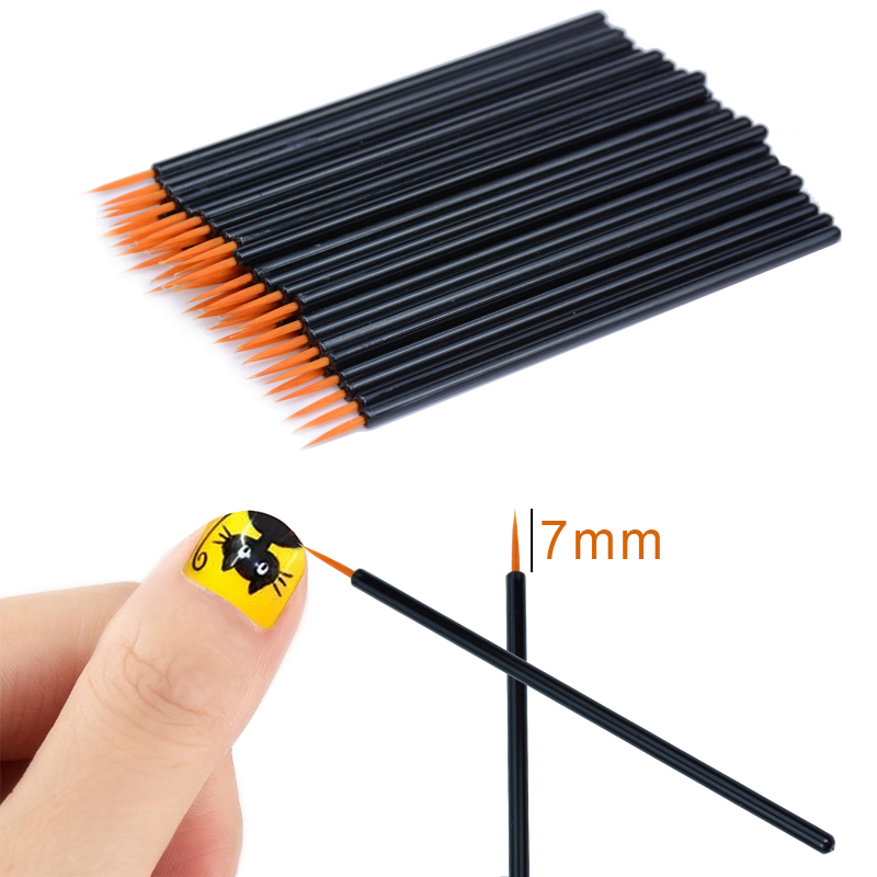 50 Uds. Pincel desechable para decoración de uñas delineador de ojos herramientas de maquillaje manicura pintura pluma herramienta pinceles: Azul