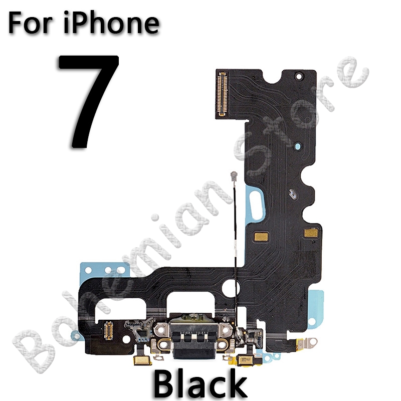 Usb port dock oplader flex til iphone 6 6s plus 7 5 5s se dock ladestik med mikrofon mobiltelefon flex kabel: Til iphone 7 sort