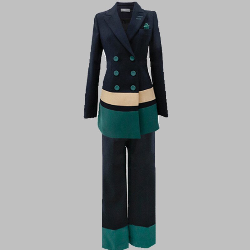 Lange sectie Pant Suits Vrouwen Casual Kantoor Pakken Werkkleding Sets Chic Stijlen Elegante Patchwork Broek Past: XL