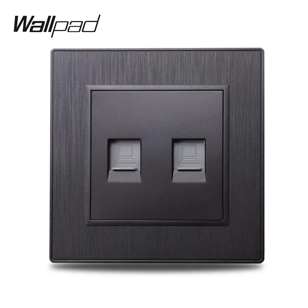 Wallpad  s6 katt 6 dobbelt Dobbel  rj45 internett ethernet pc data veggkontakt børstet pc plast